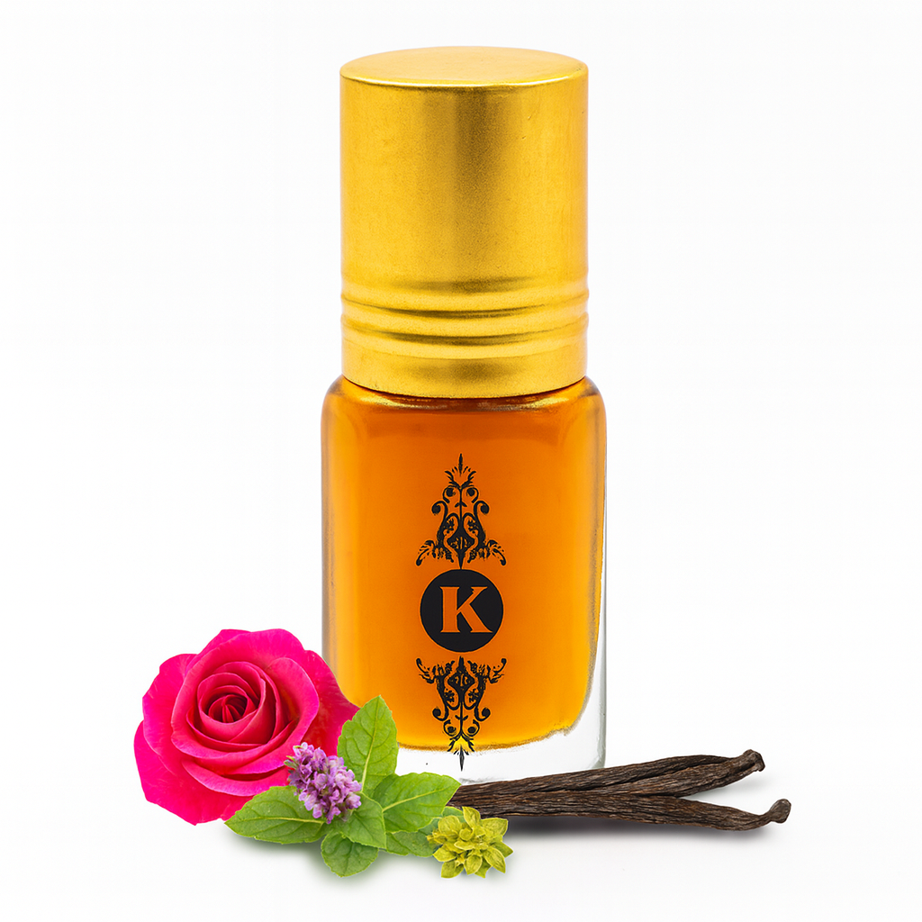 Parfum frais de rose avec des notes de vanille d’ambre par kayssoun